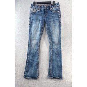 Rock Revival Jeans Womens 28 Shaina Easy Boot Embellished Distressed Denim